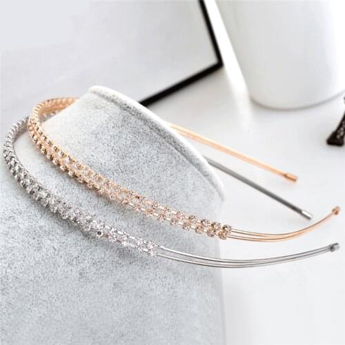 1PC Korean Crystal Rhinestone Headband Gold Silver Color Hair Bow Women Female Sweet Headpiece Hair Hoop Girl Hair Accessories