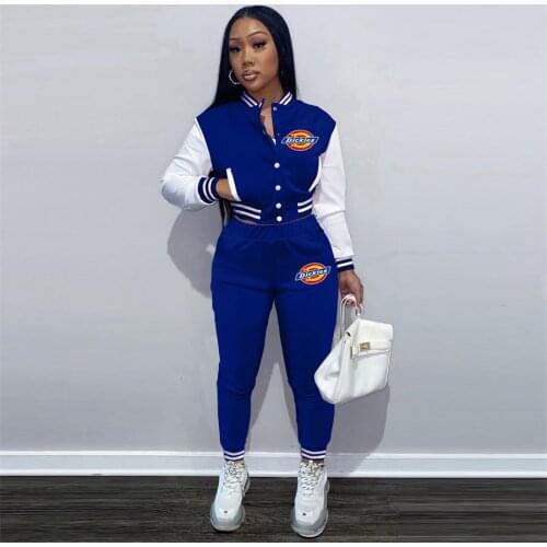 Women O Neck Pink Letter Print Tracksuit Ladies Sporty Full Sleeve 2 Pieces Clothes Suit Lady Outfits