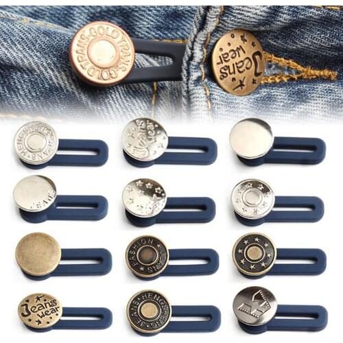 10pcs Jeans Retractable Button Adjustable Detachable Extended Button Clothing Jeans Extended Buckles Pant Waistband Expander