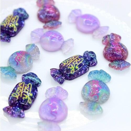10pcs New Cute Resin Mini Mixed Candy Flat Back Cabochon Scrapbook Kawaii DIY Embellishments Accessories Jewelry Making