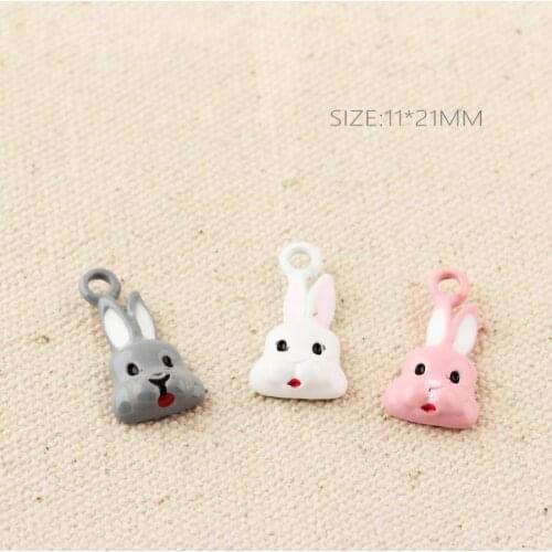 Wholesale Price 10Pcs 11*21MM Kawaii Animal Rabbit Head Pendant Charms Oil Drop DIY Jewelry Findings Ornament Accessories Charm