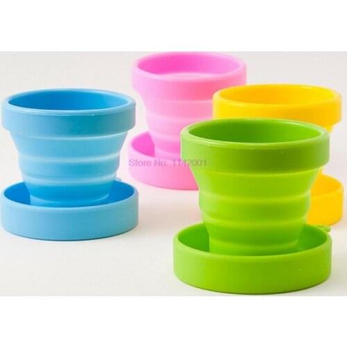 100pcs Drinkware Tools Coffee Cup Solid Color Water Folding Cup for Outdoor Travel Tea Glass Cup Silicone Cups Travel Protable