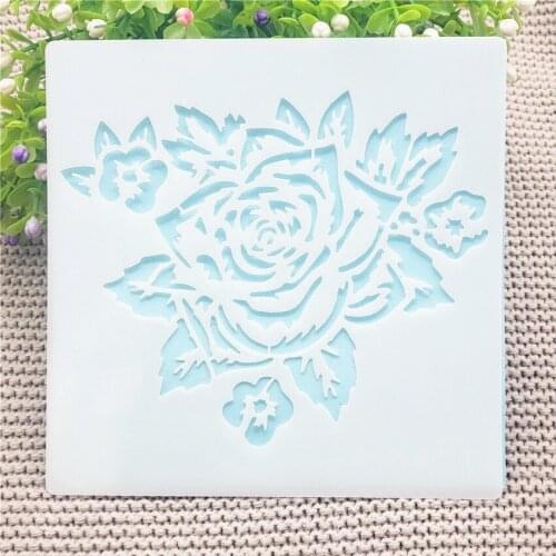 13x14cm blossom rose Scrapbook Stencils Spray Plastic Mold Shield DIY Cake Hollow Embellishment Printing Lace Ruler Valentine