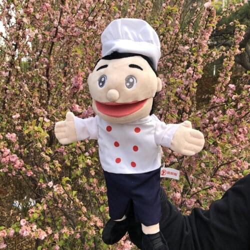 30cm chef Hand puppets Cartoon Fireman Sam Firefighters Officer Steele Penny Norman Little Dog Kids Toy Figures Collection