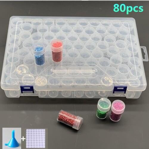 38/60/64/80 Bottle Transparent Container Box Diamond Painting Accessories Diamond Embroidery Bead Storage Box Wholesale Tools Da