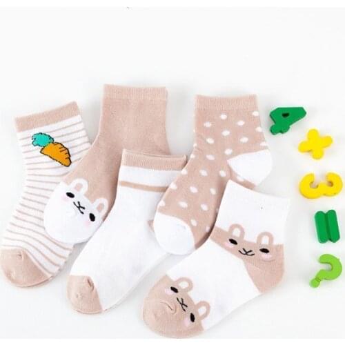 5Pairs/Lots Childrens Socks Autumn Winter Cotton Printed Baby Socks Newborn Boys Girls Toddler Socks Kids Clothes Accessories