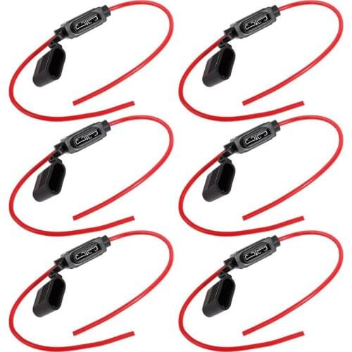 6pcs 32V 40A PVC Fuse Holder Waterproof Fuse Holder In-line Fuse Holder Media Size Corrosion-Resistant Wiring Accessories