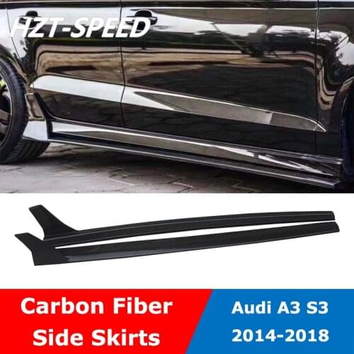 A3 S3 Carbon Fiber Side Skirts Door Extension Lip Aprons For Audi A3 S3 Modify RS3 2014-2018