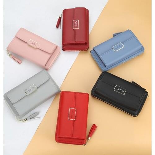 Baellerry New Womens Shoulder Bags Zipper Tassel Long Style Purses Multi-function Buckle Mobile Phone Square Organizer Wallets