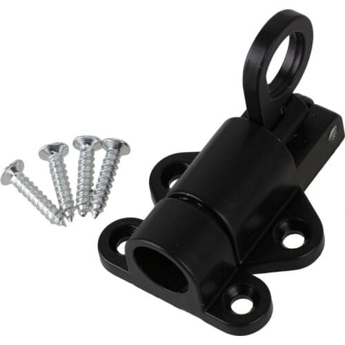 Black Aluminum Window Cabinet Pull Ring Spring Load Automatic Door Bolt Latches Lock With Screws