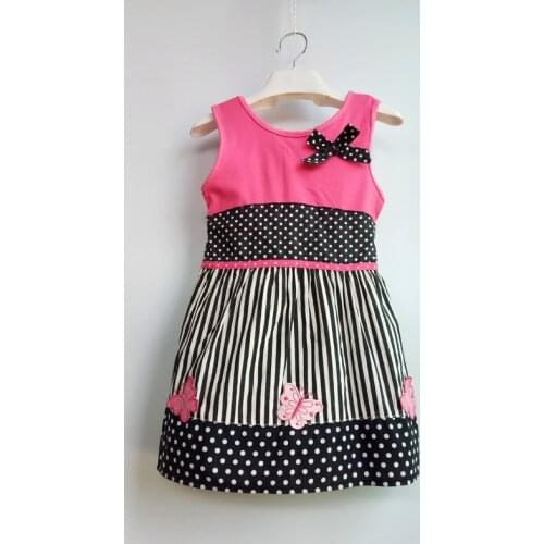 2019 new children baby striped cotton dresses Hot Girl Summer Dresses kids bow sleeveless dress