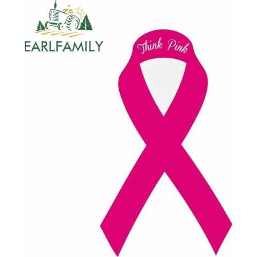 EARLFAMILY 13cm x 7.7cm For Pink Ribbon Refrigerator Car Stickers Scratch-Proof Decal Car Styling Laptop Waterproof Decoration