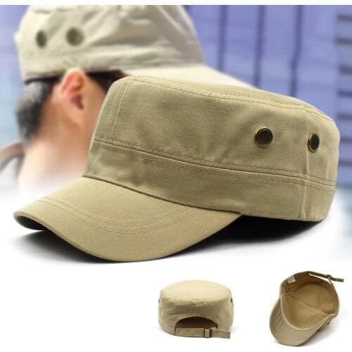 Cotton Flat Top Hat Simple Fashionable Sun Hat Unisex Breathable Cap for Running Camping Hiking LXH