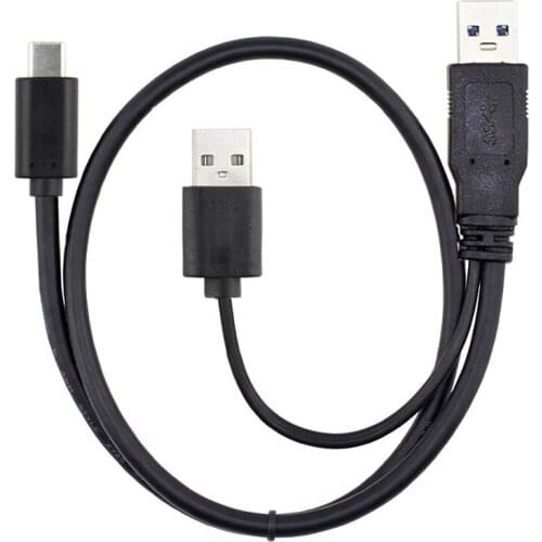 USB 3.0 Male & USB 2.0 Dual Power Data Y To Type-C USB-C Cable for Laptop & Hard Disk Cable UC-125