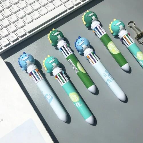 Kawaii 10 Colors Retractable Ballpoint Pen Girl Cute Monster Multicolor Ballpoint Pen School Office Stationery Cool Marker Pens