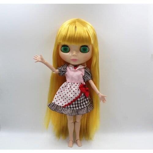 Blygirl Blyth doll Yellow bangs straight hair joint body nude doll 19 joint body DIY doll can change makeup toy gift