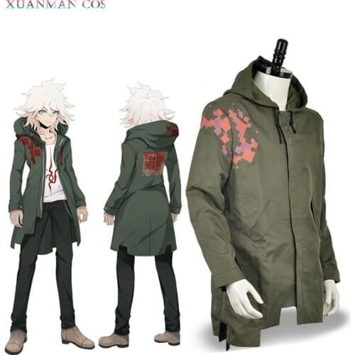 Super Danganronpa 2 Jacket Nagito Komaeda Army Green Hoodies ONLY Adult Women Men Coat Real Pockets Cosplay Costume Halloween