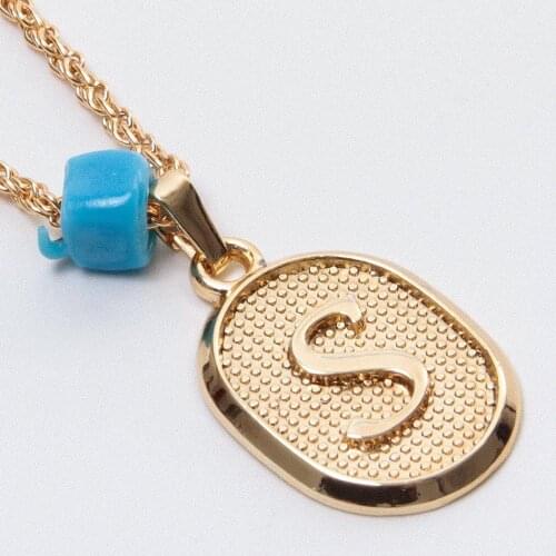 Plastic Beaded Twist Knot Letter Necklace