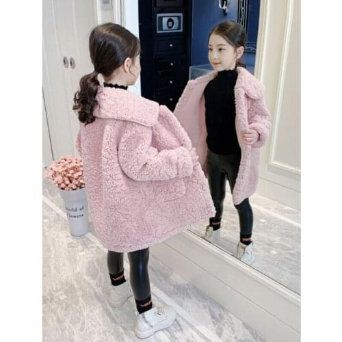 Girls plush plush lambs plush coat 2020 new foreign style girls imitation fur childrens fur one winter coat