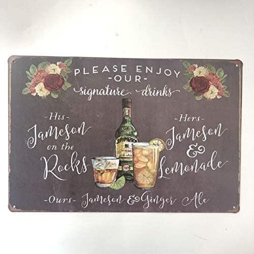 Please Enjoy Our Wine Vintage Style Metal Sign Iron Painting for Indoor & Outdoor Home Bar Coffee Kitchen Wall Decor 8 X 12 Inch