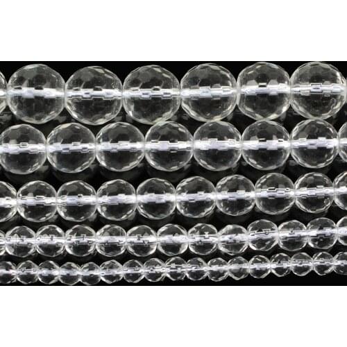 Natural Stone White Tangent Transparent Charm Round Loose Beads For Jewelry Making Needlework Bracelet DIY 15'Strand 4-12 MM