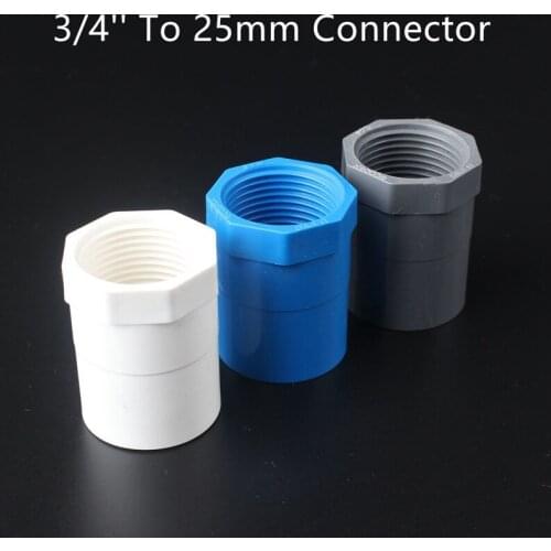 2pcs 3/4'' To 25mm PVC Pipe Straight Quick Connector Garden Aquarium Plastic Water Hose Joint Accessoires Plumbing Tube Fittings