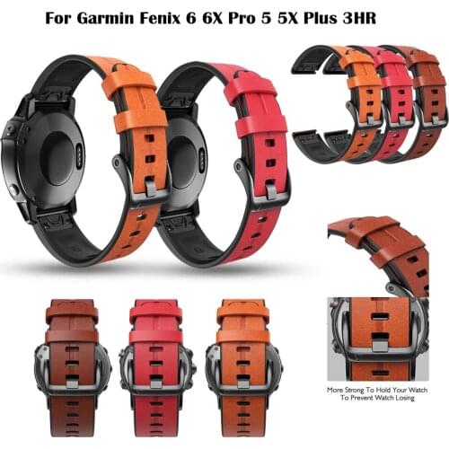 22 26mm Quick Release Watch Band For Garmin Fenix 6 6X 5X 5 3HR Forerunner 935 Straps Leather Bracelet Replacement Accessories