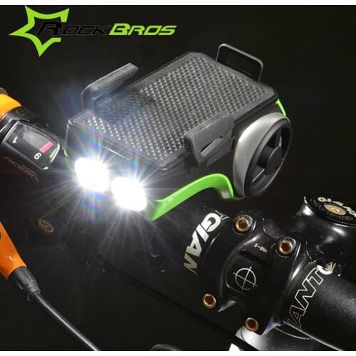 Rockbros Bike Light Music Player+Bluetooth+Double Bicycle LED Light+4400mAh Power Bank+Speaker+Phone Holder Bicycle Accessories