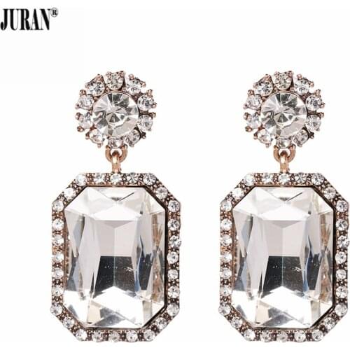 JURAN 2019 Christmas Presents Clear Color Geometric Square Drop Earrings Luxury Bohemia Brand Earrings Women Fashion Jewelry