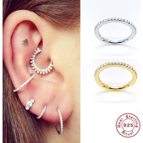 6/8mm Cartilage Earrings for Women Zircon Diamond Hoop Earrings Simple Classic Small Earrings Stud Thin Hoops Gift kolczyki