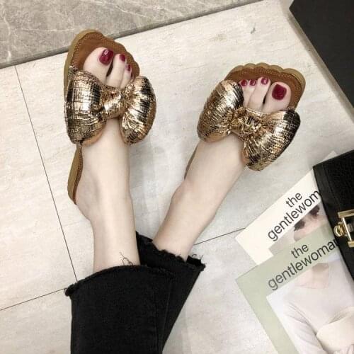 Women Summer Casual Slides Bowknot Flat Bottom Fashion Comfortable Pregnant Women Wear Slippers