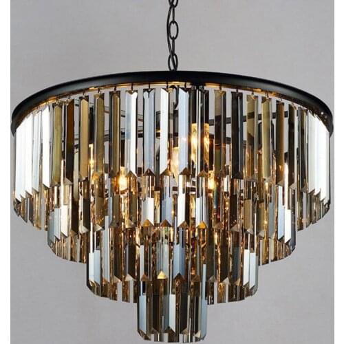 Modern Crystal Chandelier Elegant K9 Crystal Chandelier Smoky Gray Suspension Lamparas for Cafe Restaurant Hotel