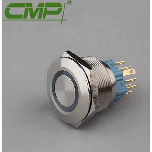 12v/24v LED Momentary Horn Button Metal Switch Planar Ring Lights Self-Resetting Switchg
