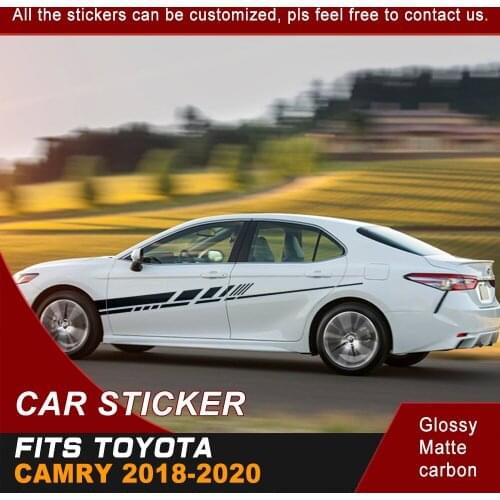 For TOYOTA CAMRY 2018 2019 2020 Car Decals Side Body Stripe Racing Sport Graphics Vinyl Car Decoration Strickers Custom