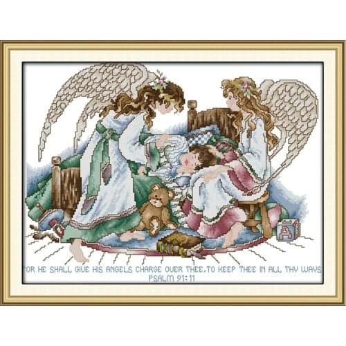 Cross Stitch can enhance dream Angel pattern Embroidery Cotton Thread count printing canvas DIY Needlework set Home Decoration