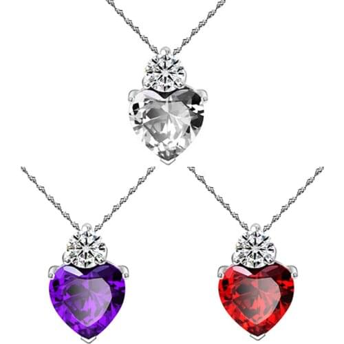 High Quality Heart Shape Design Pendant Necklace Crystal Zircon Charm Necklaces Women Wedding Party Gifts Jewelry