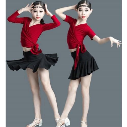 Children Latin Skirt Dance Dress Tango Salsa Ballroom Kids Dresses for Girls Baby Costumes Competition Stage Performance Costume