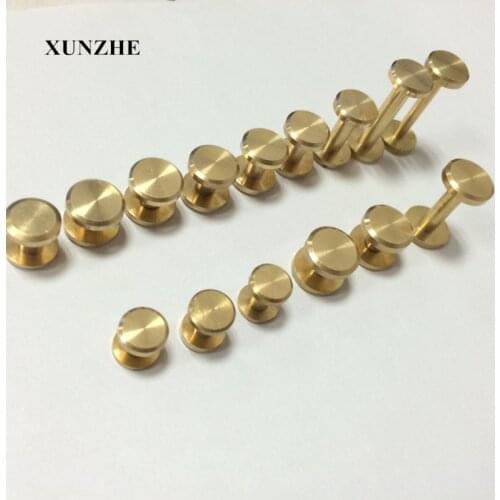 XUNZHE 20pcs 8*4*4mm Luggage Leather metal Craft Solid Screw Nail Rivet Double Flat Head Belt/strap Rivets Copper great quality