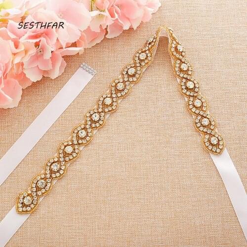 SESTHFAR Rhinestone Bridal Belt Wedding With Crystal Diamond Wedding Dress Accessories Belt Sash For Wedding Dress