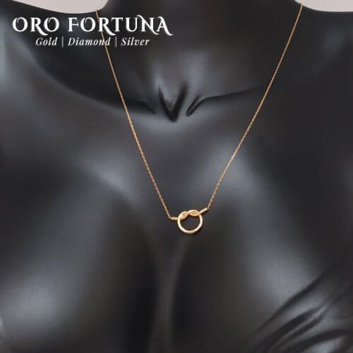 21K Yellow Gold Plain Love Knot Necklace Women Gift for Each Fine Fashion Trendy Minimalistic Dainty Fashionable