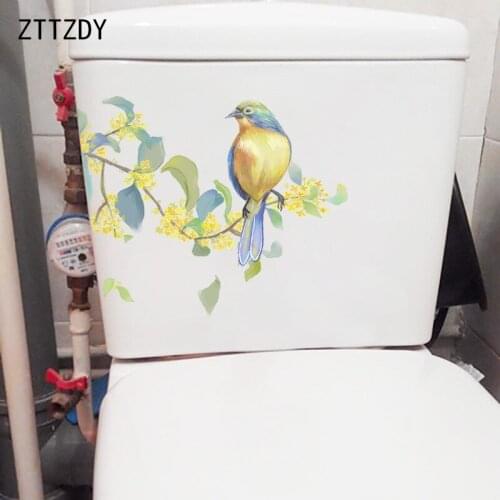 ZTTZDY 23.9CM×21.6CM Classical Flowers And Birds Toilet Stickers Home Room Wall Decoraiton T2-0763