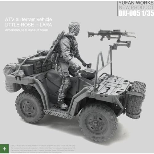 1/35 Resin Figure Female Soldier Seal Troop +Terrain Vehicle Model Kit Djj-05