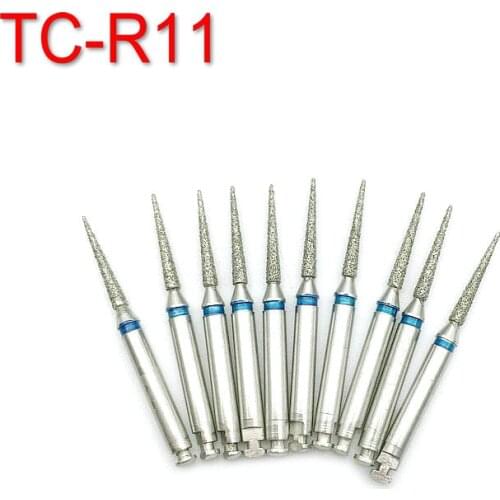10pcs Dental Lab Diamond Burs Low Speed Polisher For RA 2.35mm Shank Handpiece Dentist Polishing Material TC-R11
