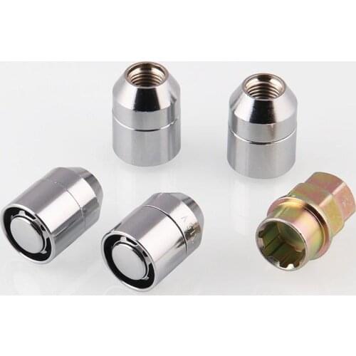 4Pcs Iron Anti-theft Security Lock M12x1.5 Wheel Bolts Lug Nut Cap with Key