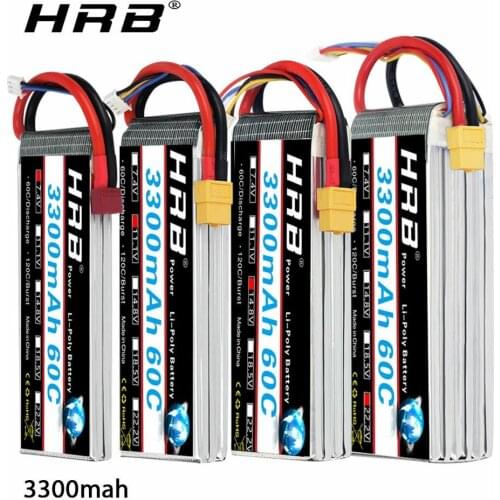 HRB 2S 4S 14.8V 3300mah RC lipo battery 3S 6s RC battery 60C for rc car drones Align trex 500 550 600E helicopter Drone Car Boat