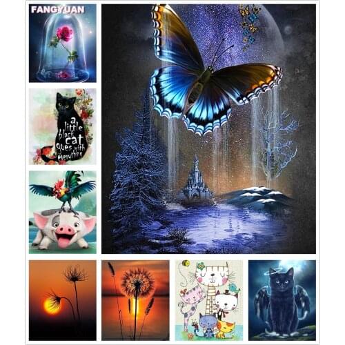 5D Diy Diamond Painting Animals Cat Full Drill Rhinestone Diamond Embroidery Beach Landscape Mosaic Mosaic Picture Home Decor
