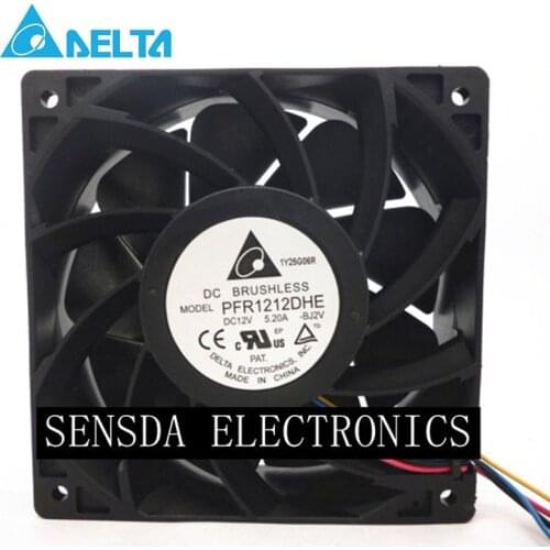 For delta PFR1212DHE 12V 12038 5.2A 7400RPM 254CFM 68.5DBA super car booster violence 120*120*38mm cooling fan 4-Pin
