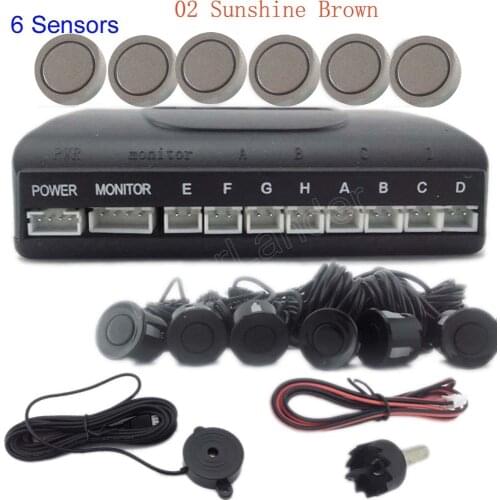 Free shipping 44 colors Car Parking Sensor Kit 6 Sensors 12V Reverse Assistance Backup Radar sound alert System radar