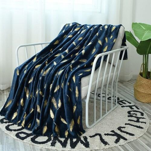 Silver Feather Print Sparkly Throw Blanket, Ultra Soft Navy Bed Blanket, All Season Premium Fluffy Fleece Throw for Sofa Couch