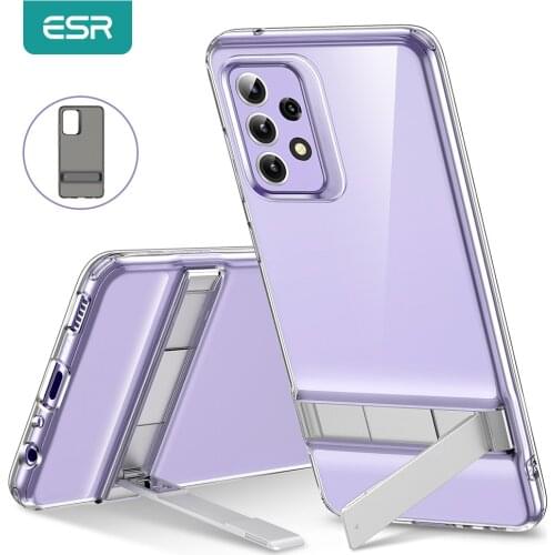 ESR Stand Case for Samsung Galaxy A52 Metal Kickstand Clear Case TPU Phone Protection for Samsung A52 Back Cover with Holder